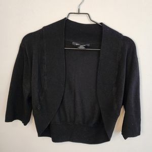 Ashley Stewart Bolero Cropped Sweater Black 3/4 Sleeve